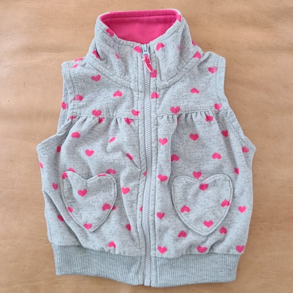 Gray and Hot Pink Heart Vest